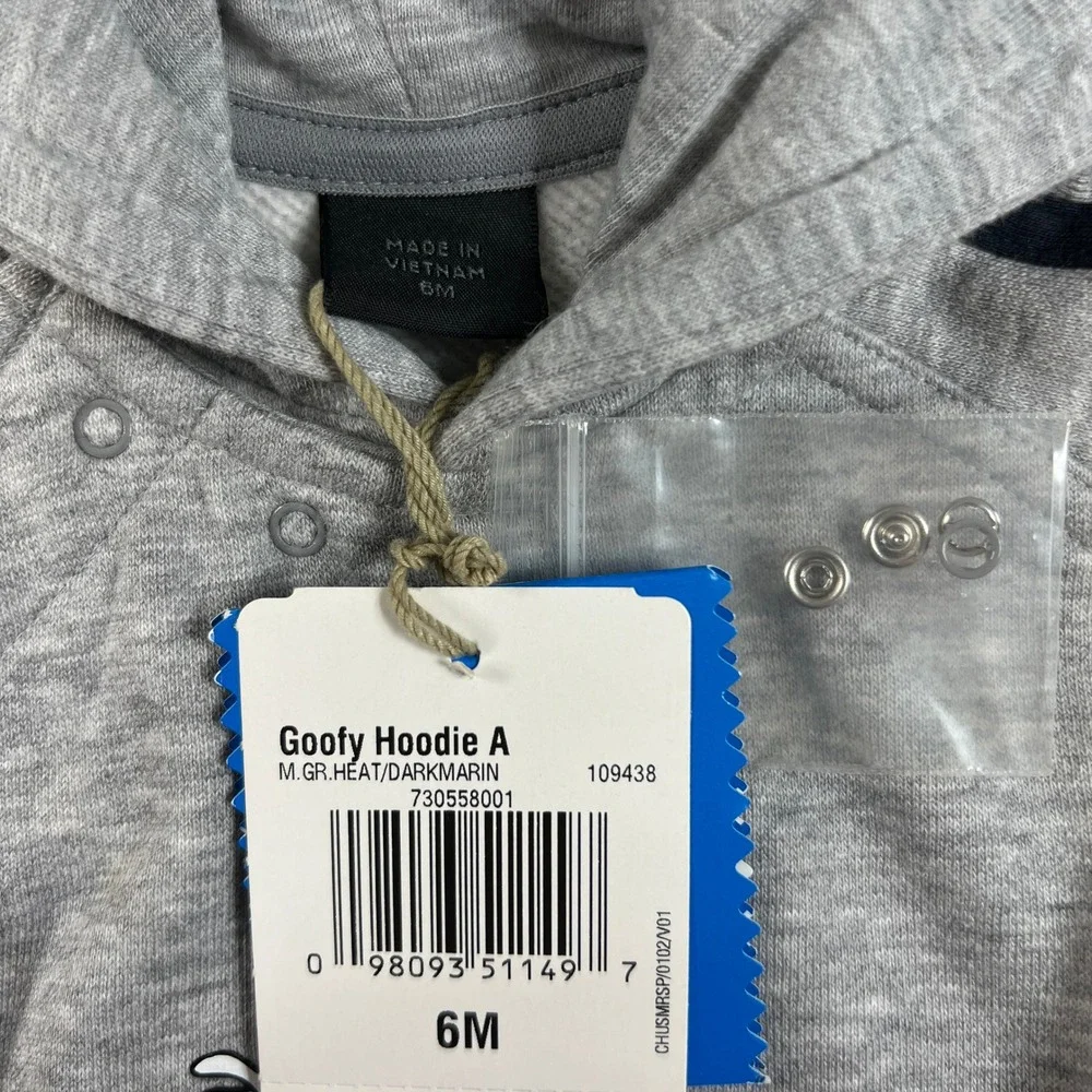Adidas Goofy Hoodie‎ Kids 6M Gray Disney Sport Graphic Pullover Vintage NWT